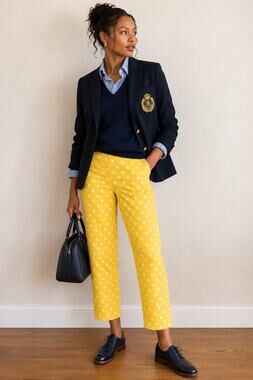 Norton McNaughton Yellow Polka Dot Crop Pants 10
